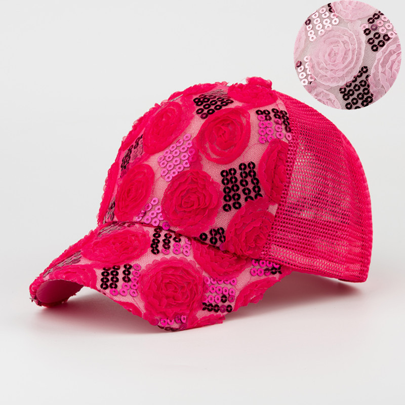 2016新款夏季兒童棒球帽花朵網帽亮片棒球帽小孩鴨舌帽休閒遮陽帽工廠,批發,進口,代購