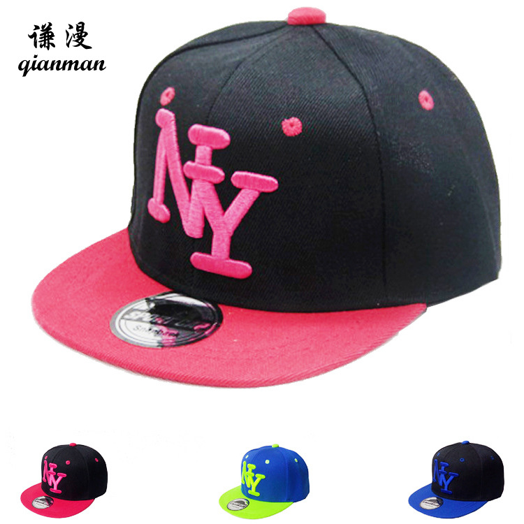 2016最新韓版嘻哈棒球帽字母NY刺繡兒童平沿遮陽帽子批發QM-002工廠,批發,進口,代購