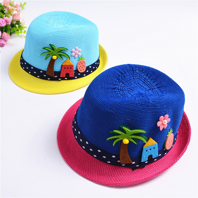 2016新款夏天兒童帽子 韓國卡通小樹草帽 寶寶太陽防曬帽 沙灘帽工廠,批發,進口,代購