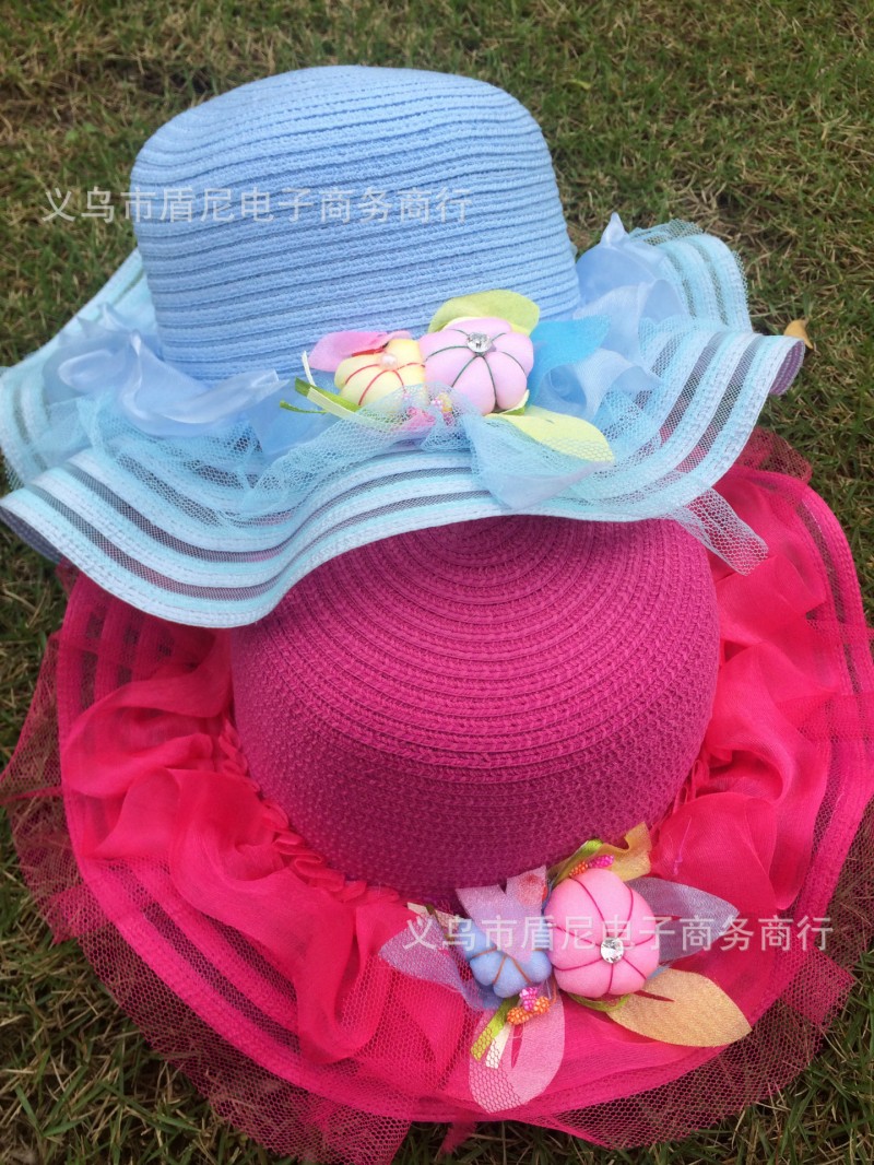 寶寶帽子公主遮陽帽防曬2016新款夏女童帽兒童韓版太陽帽草帽工廠,批發,進口,代購