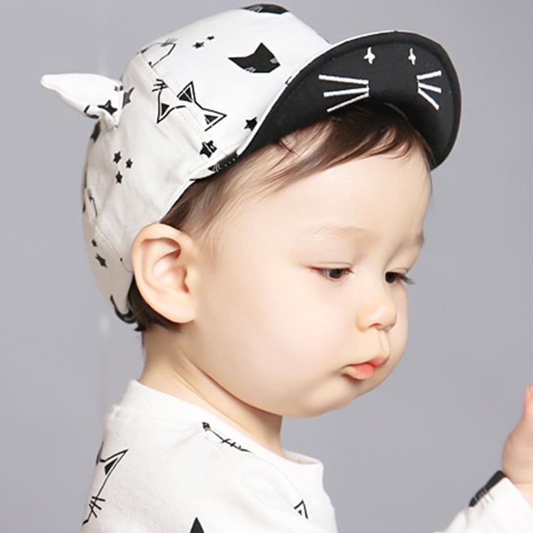 2016新品韓國春夏兒童遮陽帽寶寶帽子嬰兒鴨舌帽小貓咪帽子工廠,批發,進口,代購