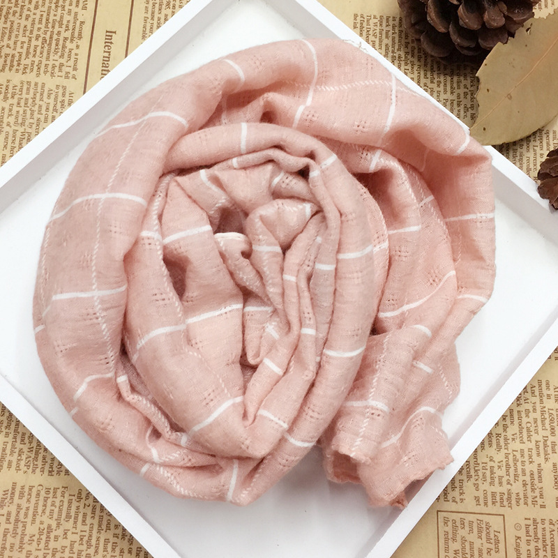 2015新款韓國高品質兒童圍巾 四季款格子棉麻時尚圍巾現貨批發工廠,批發,進口,代購