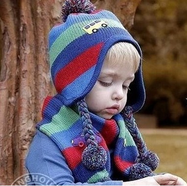 2013年新款韓國小汽車嬰兒童保暖帽子 毛線護耳寶寶帽子圍巾套裝工廠,批發,進口,代購