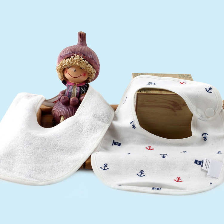 A類標準紗佈口水巾圍嘴嬰幼兒用品可愛船長圍嘴多層紗佈廠傢直銷批發・進口・工廠・代買・代購