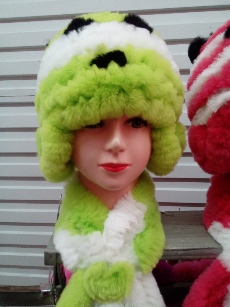 廠傢皮草獺兔毛圍巾帽子 冬季保暖兒童皮草獺兔毛圍巾帽子套件批發・進口・工廠・代買・代購