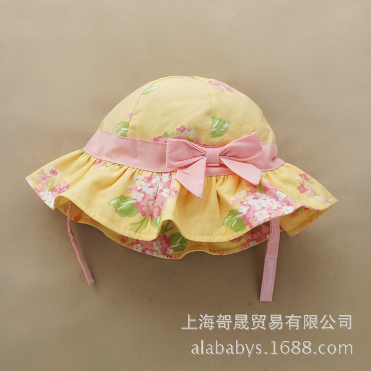 供應2016 新款外貿童帽 春夏款全棉女童蝴蝶太陽帽大沿帽遮陽帽工廠,批發,進口,代購