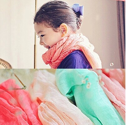 韓國童裝女童2015春裝新款 輕薄舒適兒童長款亮色圍巾 寶寶圍巾批發・進口・工廠・代買・代購