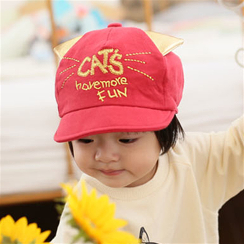 2016年春季韓版兒童寶寶刺繡貓咪男女寶寶棒球帽子批發・進口・工廠・代買・代購