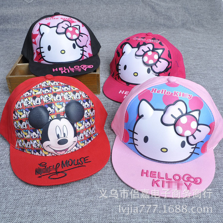 2016春夏新款 韓版HELLOKITTY貓棒球帽 兒童平沿帽 遮陽嘻哈帽子工廠,批發,進口,代購