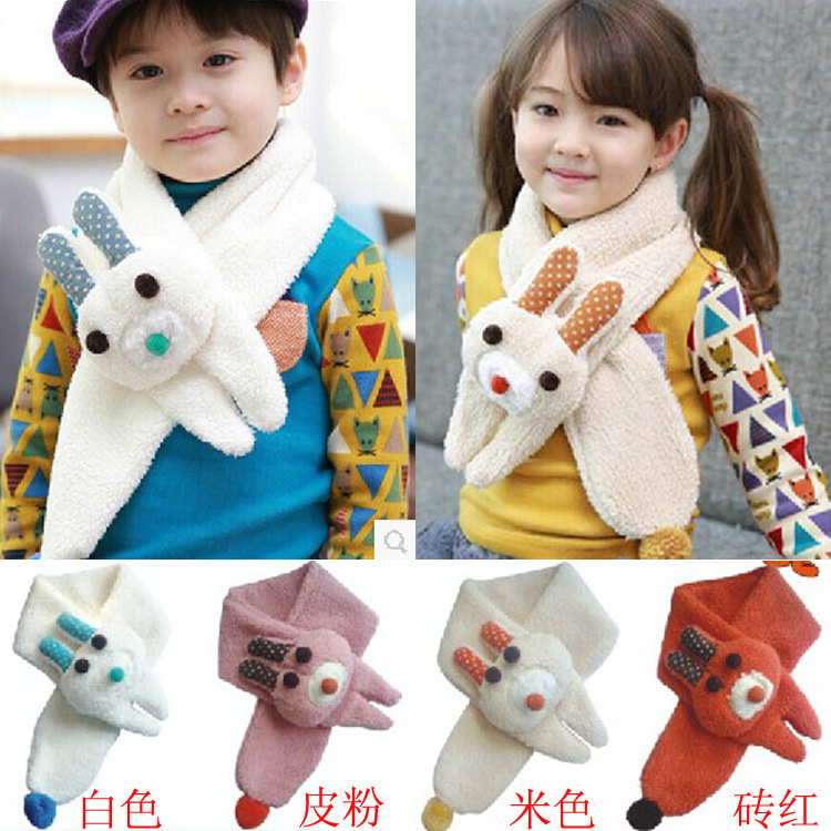 韓版冬季保暖男女兒童立體小兔子圍巾 寶寶超柔軟卡通圍巾批發・進口・工廠・代買・代購