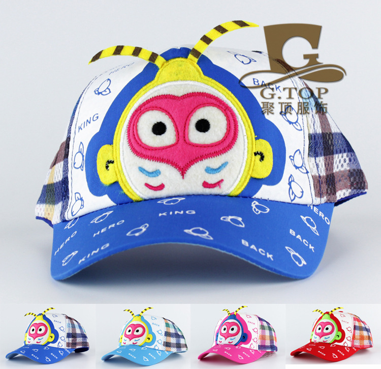 新款春夏男女寶寶遮陽帽子 可愛卡通猴賽雷兒童帽 兒童猴子棒球帽批發・進口・工廠・代買・代購