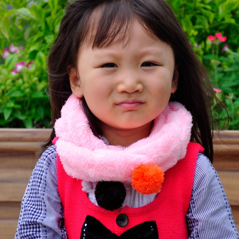 韓版兒童圍巾 日韓甜美優質毛絨帶球兒童圍巾圍脖 J-760批發・進口・工廠・代買・代購