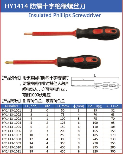 HY1414海誠防爆工具防爆十字絕緣螺絲刀  防爆改錐 5*50mm 5*75mm工廠,批發,進口,代購