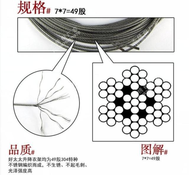 包郵正宗304不銹鋼絲繩通用升降晾衣架 加粗1.8mm 拉不斷永不生銹批發・進口・工廠・代買・代購