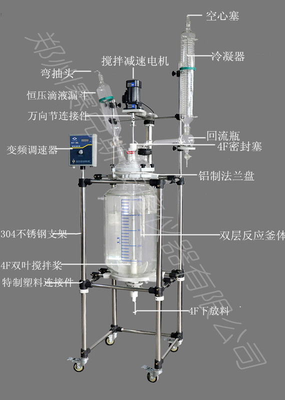 廠傢直供生物製藥玻璃反應釜 雙層玻璃反應釜30L 反應器 合成設備工廠,批發,進口,代購