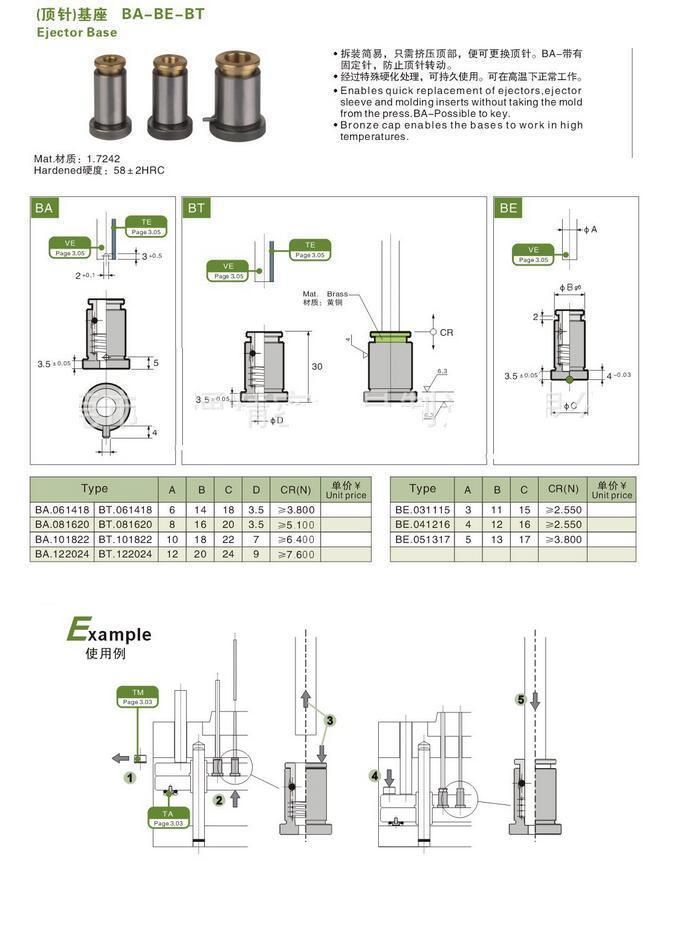 專業生產定製 拆裝簡易頂針基座BA-BE-BT 耐高溫防止頂針轉動配 J工廠,批發,進口,代購