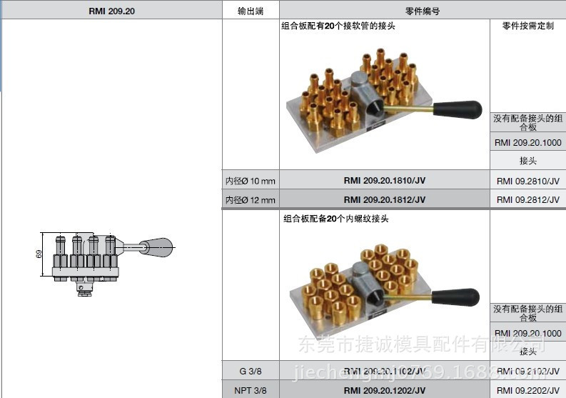 昆山廠傢供應STAUBLI集水器 集水塊 集水板 RMI209.20.1000/JV工廠,批發,進口,代購