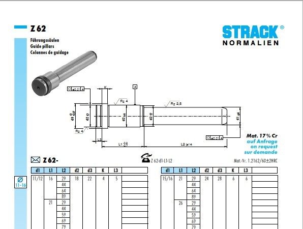 低價模具德國STRACK導柱Z62，進口模具配件總代理商（深圳立古）工廠,批發,進口,代購