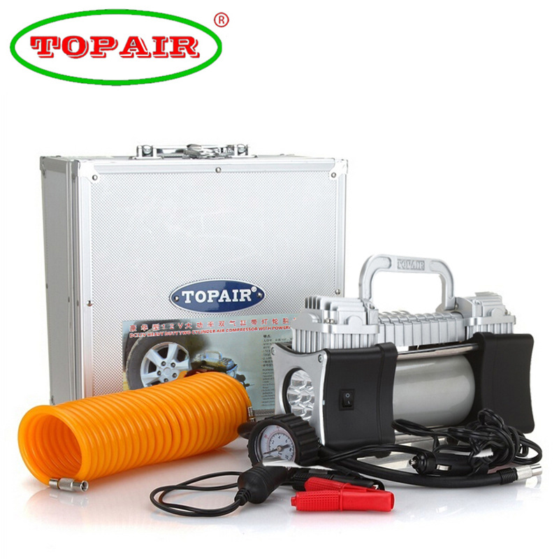 廠傢直供TOPAIR 12V大功率金屬雙缸汽車打氣泵 應急輪胎充氣泵工廠,批發,進口,代購