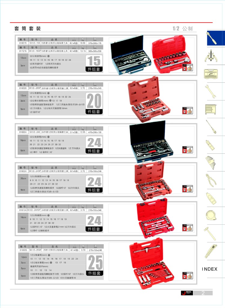 捷科工具 24件套1/2系列公製組套工具 SK1/2-24SP 徐州總代理工廠,批發,進口,代購