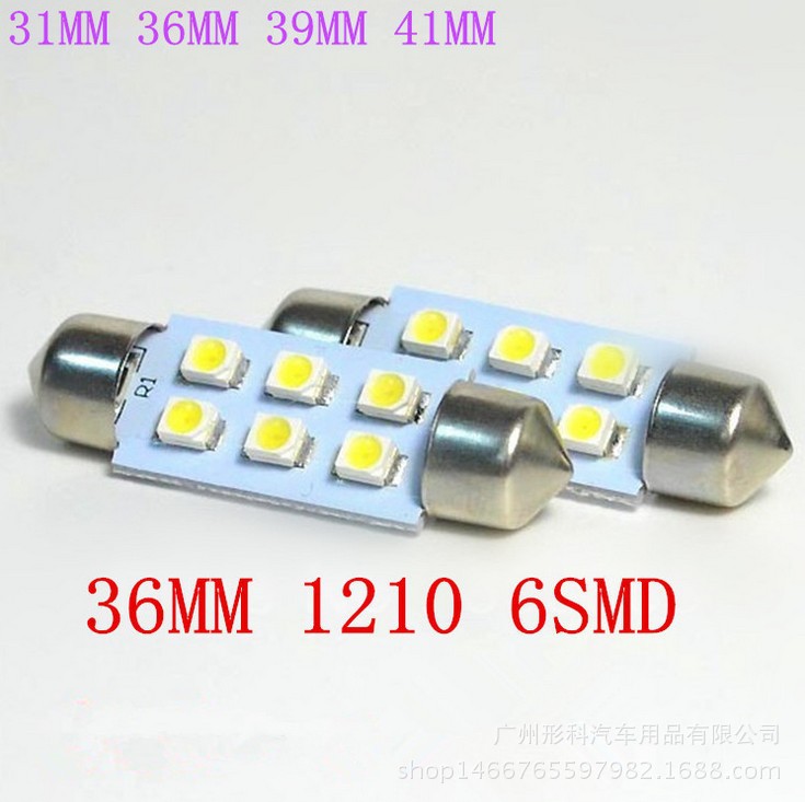 汽車LED雙尖 36MM-6SMD-1210 閱讀燈 車頂燈 牌照燈 後備箱燈工廠,批發,進口,代購