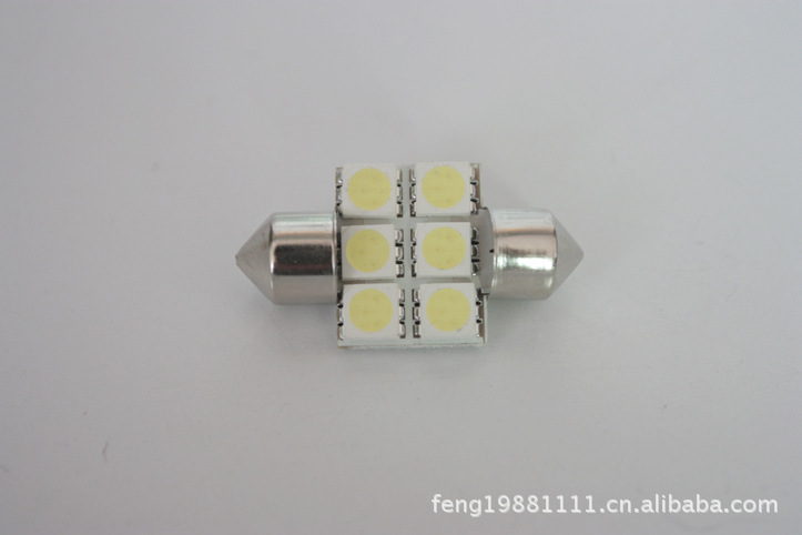 LED汽車燈  閱讀燈  雙尖31mm 6SMD 車內燈 後備箱燈 5050車頂燈工廠,批發,進口,代購