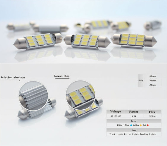 汽車LED雙尖閱讀燈 LED車頂燈室內燈 39MM 5730 6燈 帶鋁件解碼燈工廠,批發,進口,代購