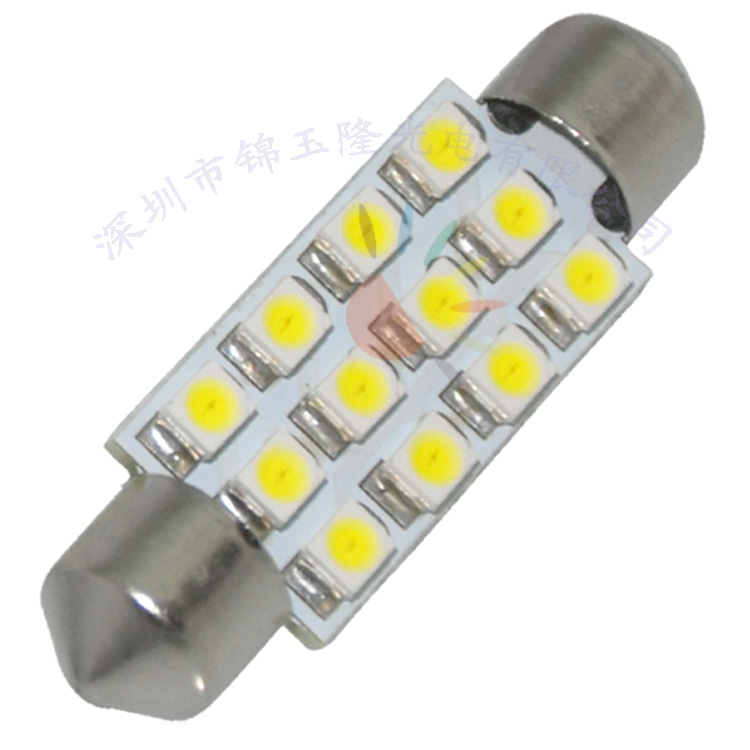 39mm 12SMD-3528正白LED汽車雙尖閱讀燈/車頂燈/牌照燈/車門燈工廠,批發,進口,代購