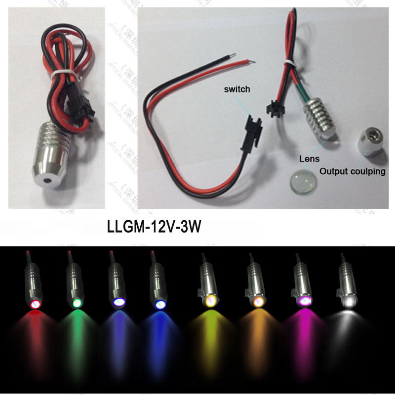 12V 3w mini LED小光源 汽車氛圍燈光源 汽車導光條光纖光源器批發・進口・工廠・代買・代購