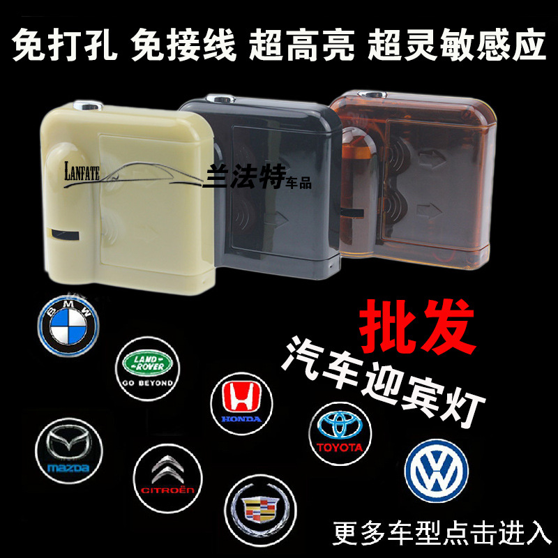 無線迎賓燈 無損車門鐳射投影燈 免打孔免接線汽車led迎賓底盤燈工廠,批發,進口,代購