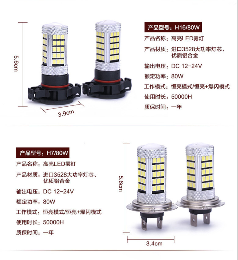 廠傢直銷H7大燈汽車燈H4-63 2835大功率霧燈汽車LED霧燈遠近光工廠,批發,進口,代購