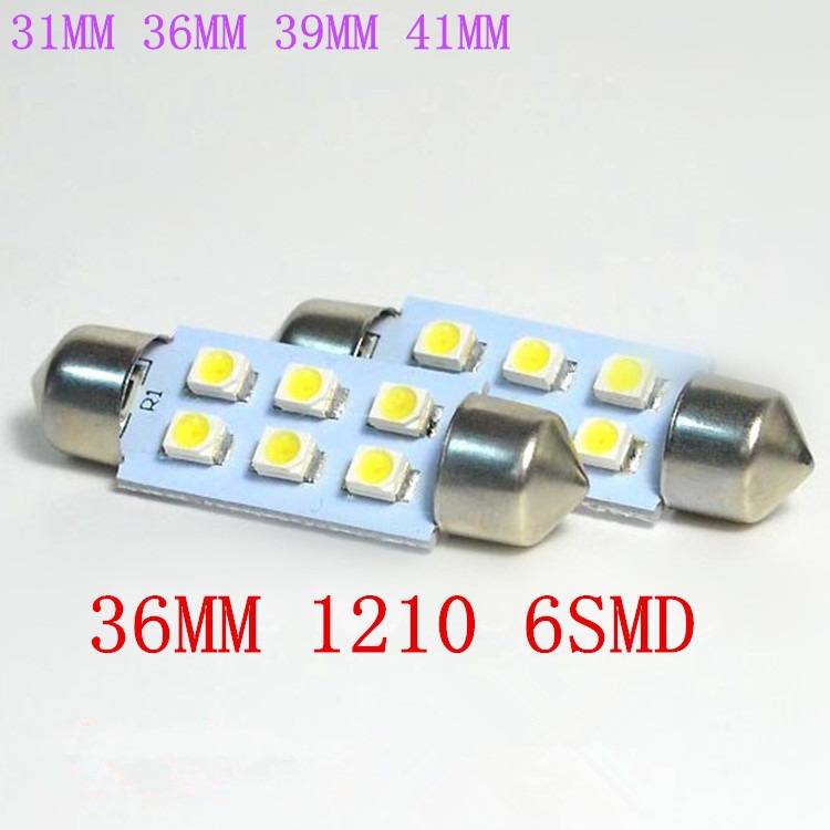 汽車LED雙尖 36MM-6SMD-1210 閱讀燈/車頂燈/牌照燈/後備箱燈工廠,批發,進口,代購