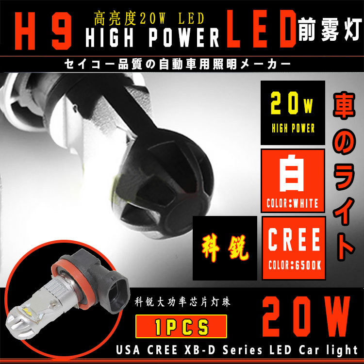 H9 CREE 汽車LED霧燈 大功率高亮 20W 恒流寬壓 解碼通用 爆款工廠,批發,進口,代購