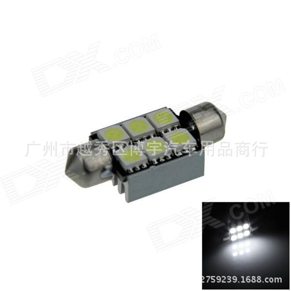 雙尖36MM 5050 6SMD 6LED解碼閱讀燈車門燈車廂燈 牌照燈後備箱燈工廠,批發,進口,代購