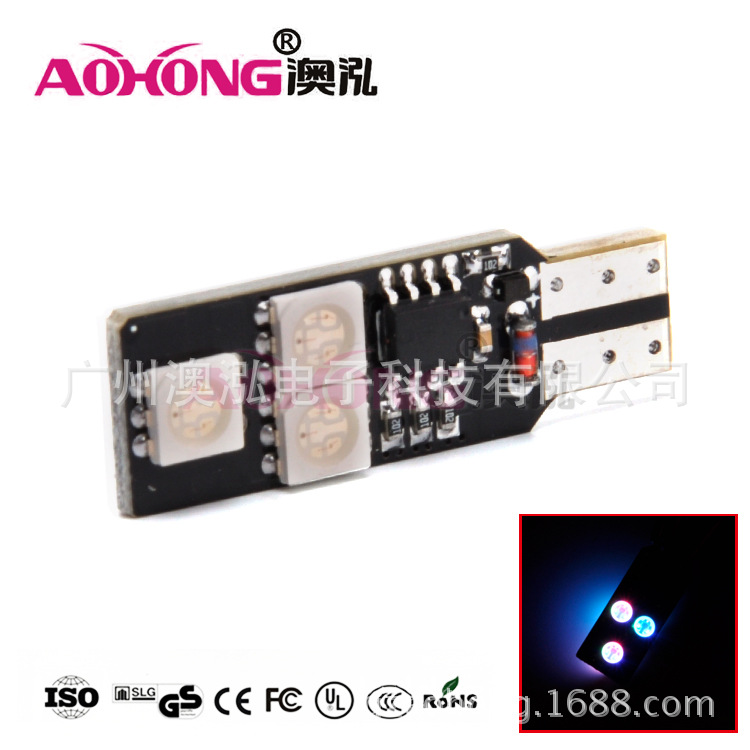 工廠直銷T10 RGB 汽車led示寬燈T10 5050 6SMD 七彩示寬燈 多模式工廠,批發,進口,代購