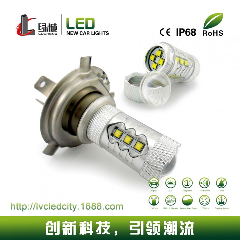 LED車燈 綠城廠傢推薦H4大燈80W遠近光燈前進，最高技術產品工廠,批發,進口,代購