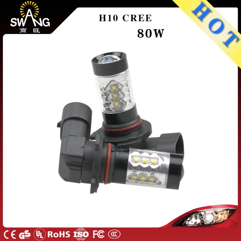 廠傢直銷 汽車LED大功率霧燈 H10 cree 80W 16SMD 車燈 黑色外殼工廠,批發,進口,代購