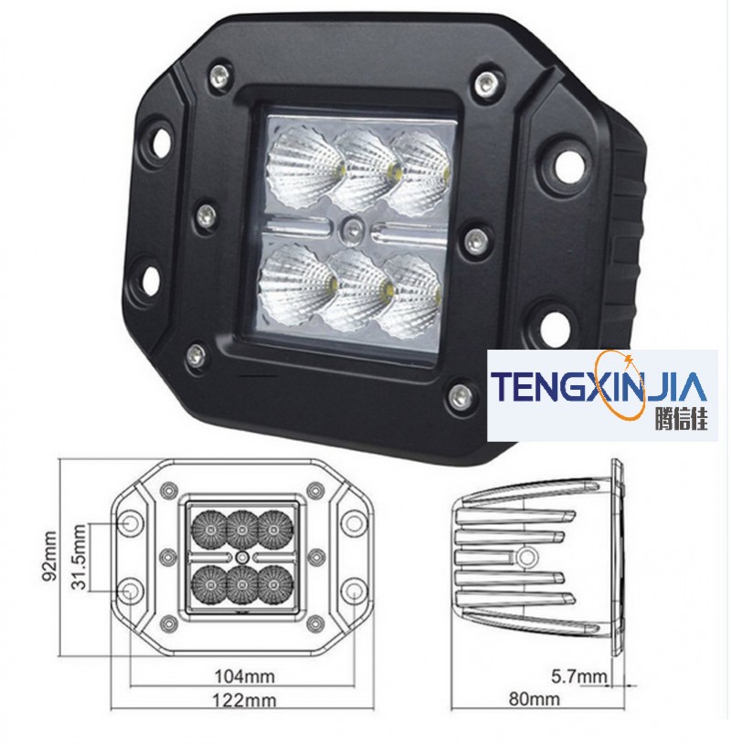 廠傢直銷18W工作燈 聚光 泛光嵌入式led工作燈 帶耳朵工作工廠,批發,進口,代購