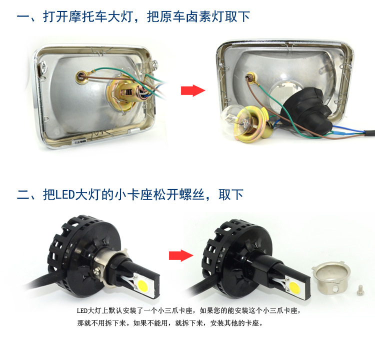 摩托車三麵發光LED大燈 摩托車配件批發超亮LED白光高低燈m3c工廠,批發,進口,代購