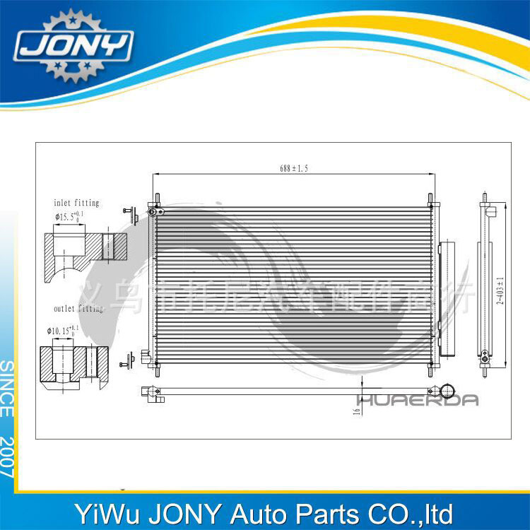 汽車空調冷凝器/本田CRV2012款汽車冷凝器OEM：80110T0AA01工廠,批發,進口,代購