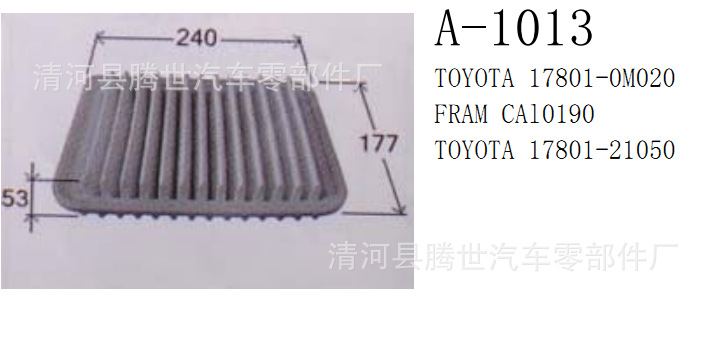 供應豐田卡羅拉17801-21050 17801-0M020 CA10190空氣濾清器工廠,批發,進口,代購