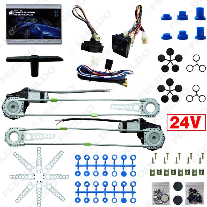 DC24V 汽車電動窗 2門汽車電動窗 電動車窗 3開關 (勾式)  #2979工廠,批發,進口,代購