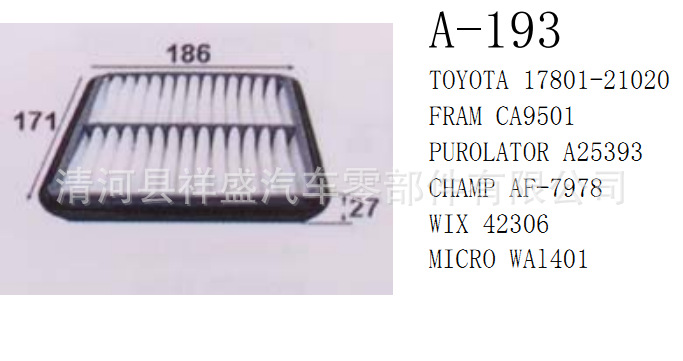 廠傢供應豐田17801-21020 CA9501 A25393 42306空氣濾清器工廠,批發,進口,代購