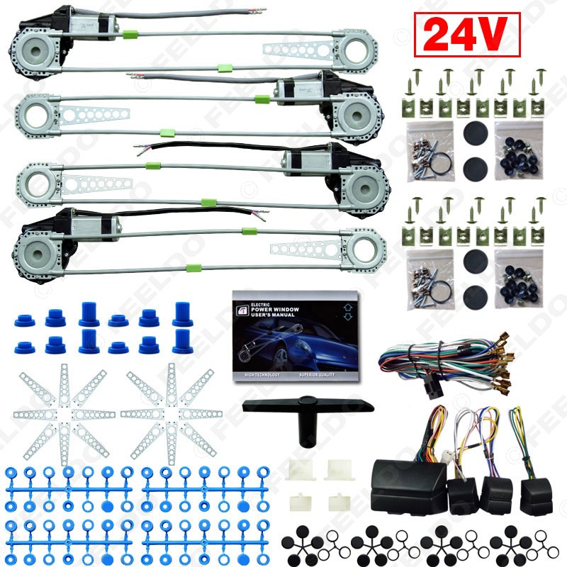 汽車電動窗 DC24V 通用4門電動窗套件 8開關  電動車窗  #2978工廠,批發,進口,代購