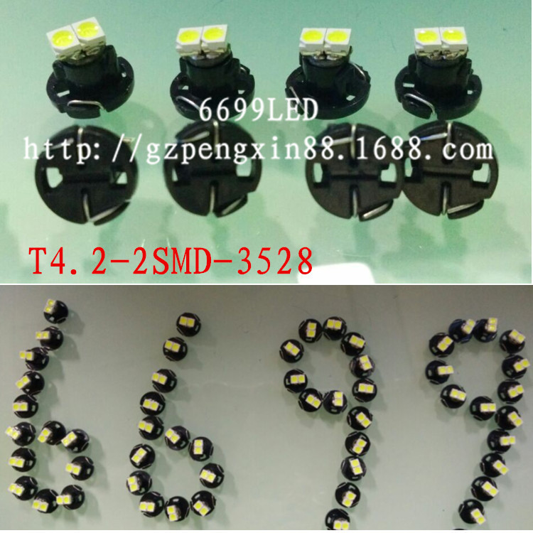 汽車LED機表燈 T4.2-2SMD-3528 燈珠2貼片 控臺燈工廠,批發,進口,代購