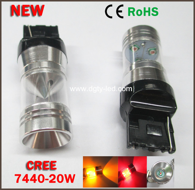 廠傢直銷新款LED轉向燈 帶塑料管7440/7443-20W CREE XPE批發・進口・工廠・代買・代購