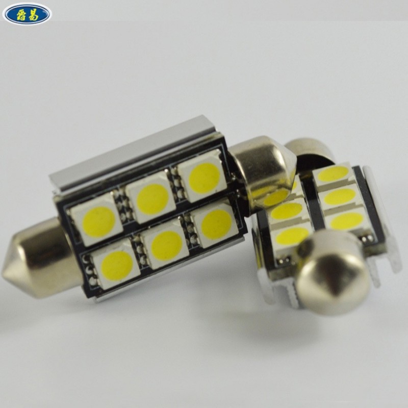 汽車LED車頂燈 解碼雙尖  39MM 5050 6smd CANBUS 牌照燈工廠,批發,進口,代購