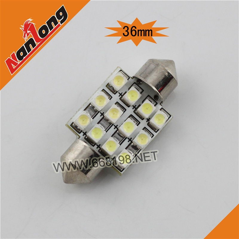 36mm高亮 3528 12SMD 雙尖汽車LED室內照明燈閱讀燈泡 尾箱燈工廠,批發,進口,代購