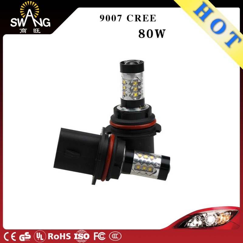 廠傢直銷 汽車LED大功率霧燈 9007 cree 80W 16SMD 車燈 黑色外殼工廠,批發,進口,代購