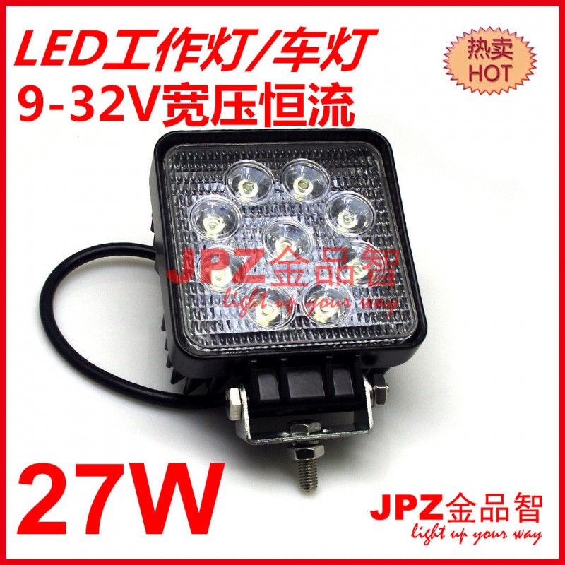 27W LED工作燈 汽車車頂燈 行李架燈 工程燈 方形聚光 12V24V通用工廠,批發,進口,代購